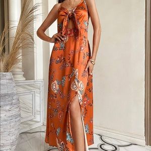 Floral Satin Maxi Dress